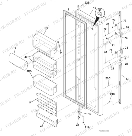 Взрыв-схема холодильника Electrolux ERL6296W4 - Схема узла Refrigerator door